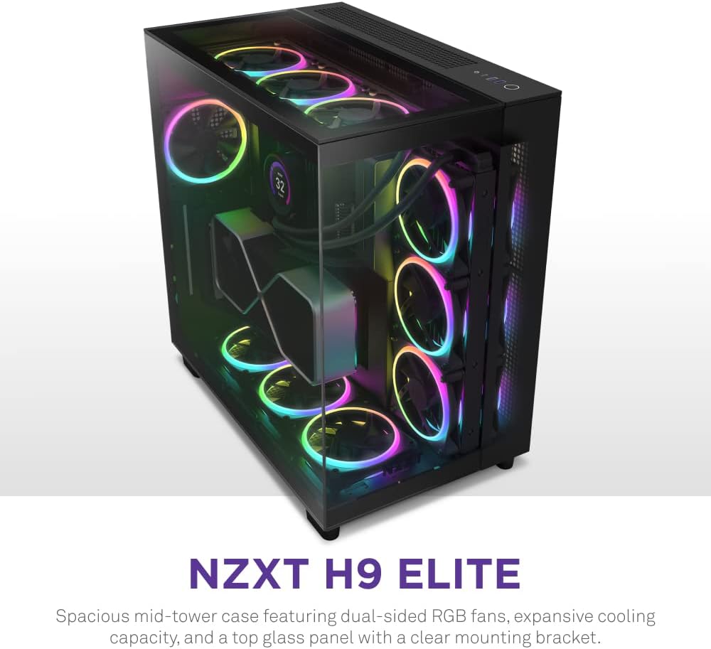 NZXT H9 Elite Premium Dual-Chamber Mid-Tower Tempered Glass Gaming Case NZXT H9 Elite Premium Dual-Chamber Mid-Tower Tempered Glass Gaming Case